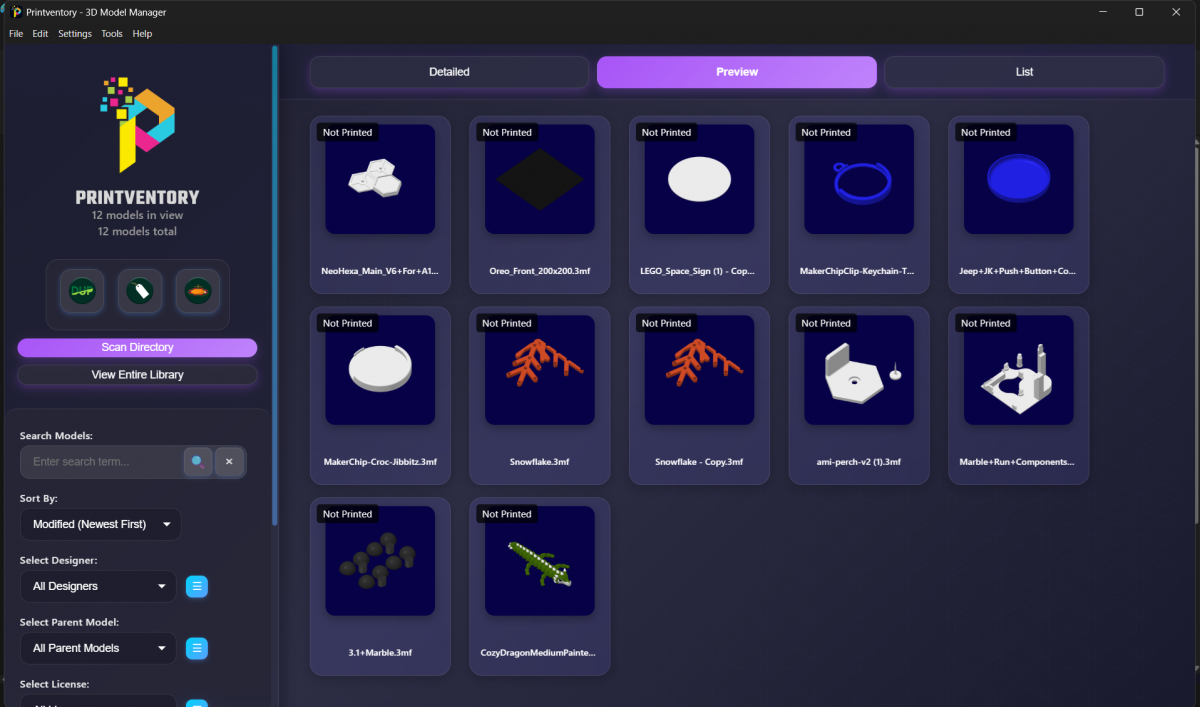 Printventory screenshot