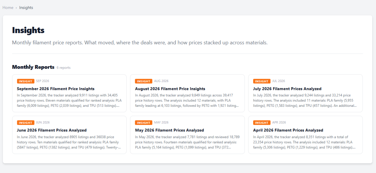 Filament Price Tracker screenshot