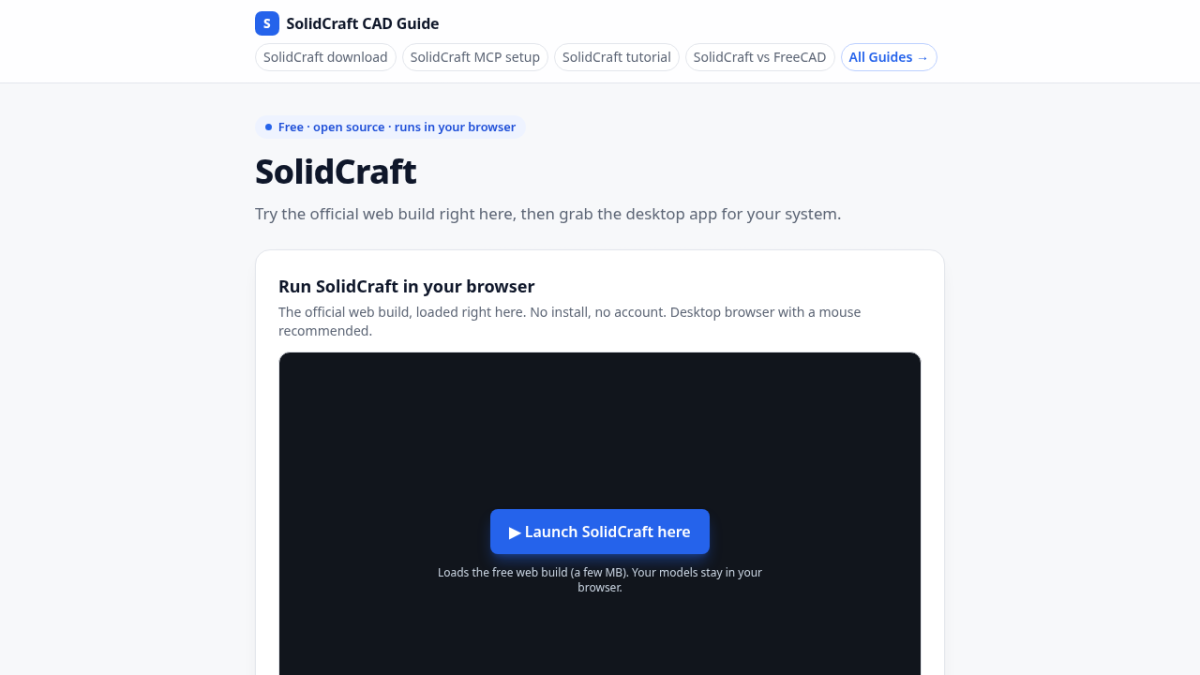 SolidCraft CAD screenshot
