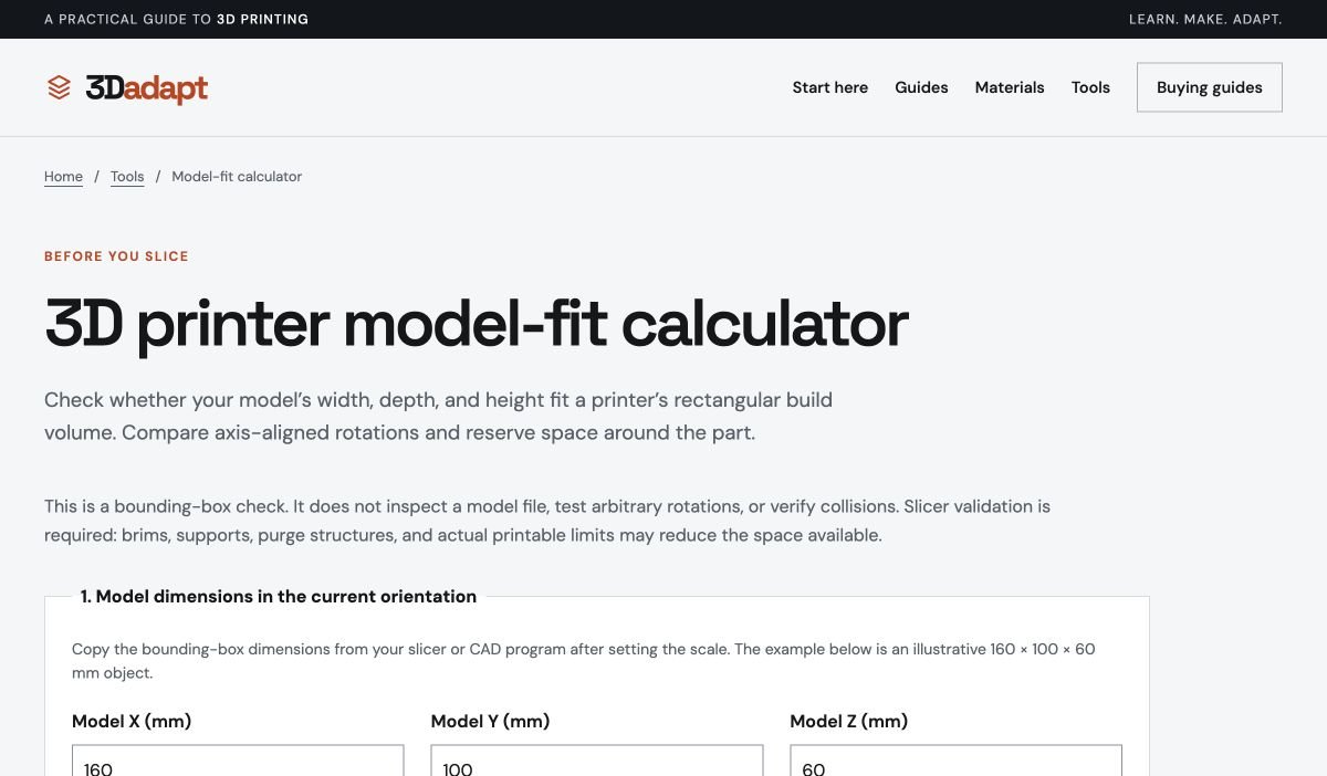 3D Adapt Model-Fit Calculator screenshot